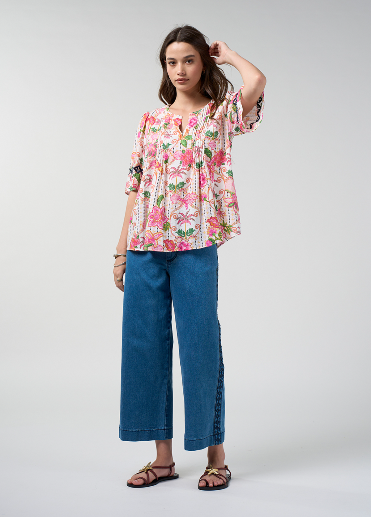 Loobie's Story Kandy Blouse - Silk White Multi