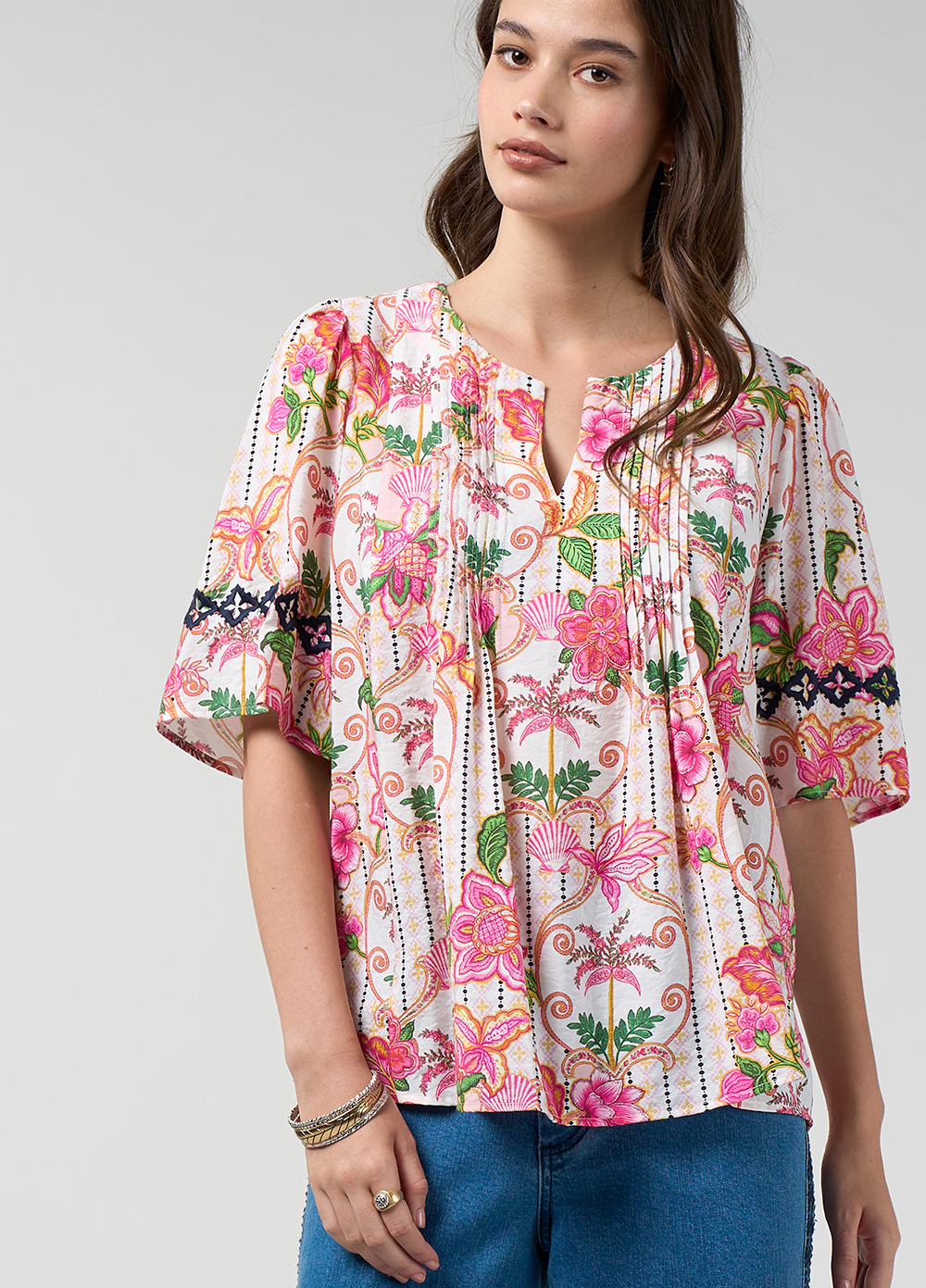 Loobie's Story Kandy Blouse - Silk White Multi