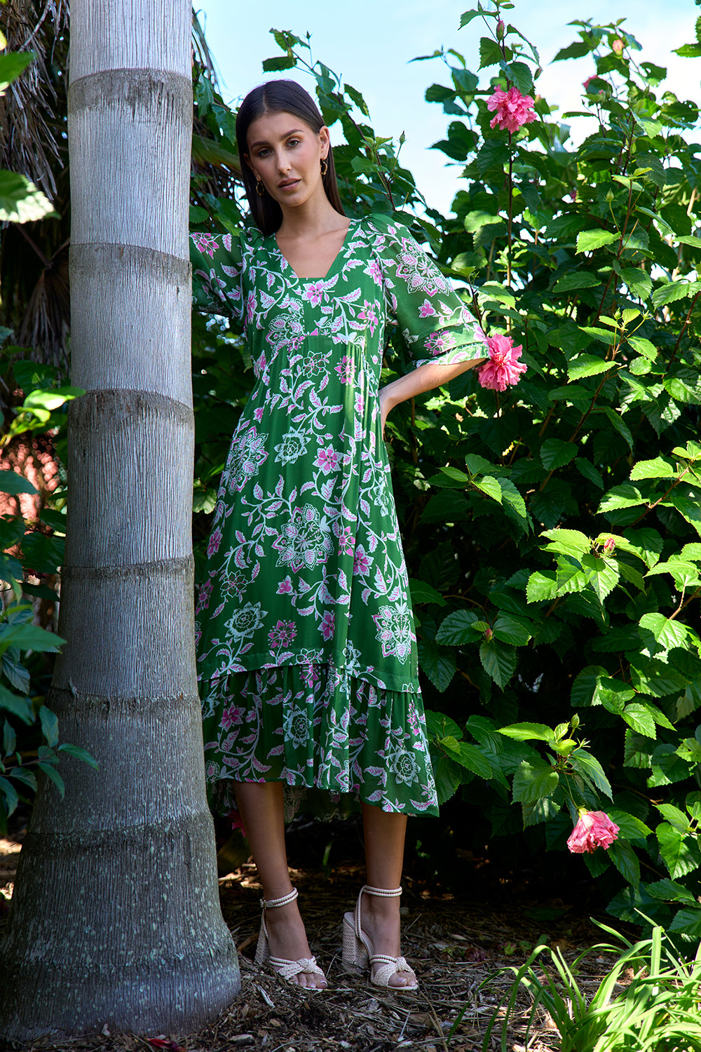 Loobie's Story Aisha Midi Dress - Tea Leaf Multi