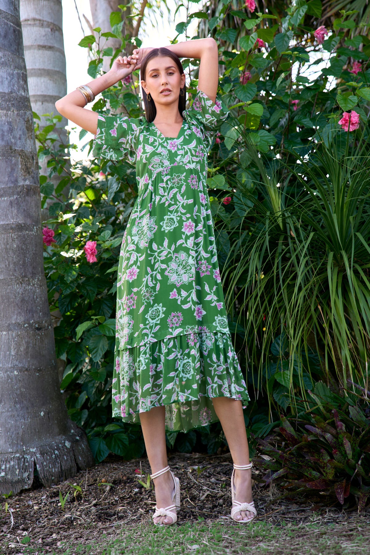 Loobie's Story Aisha Midi Dress - Tea Leaf Multi