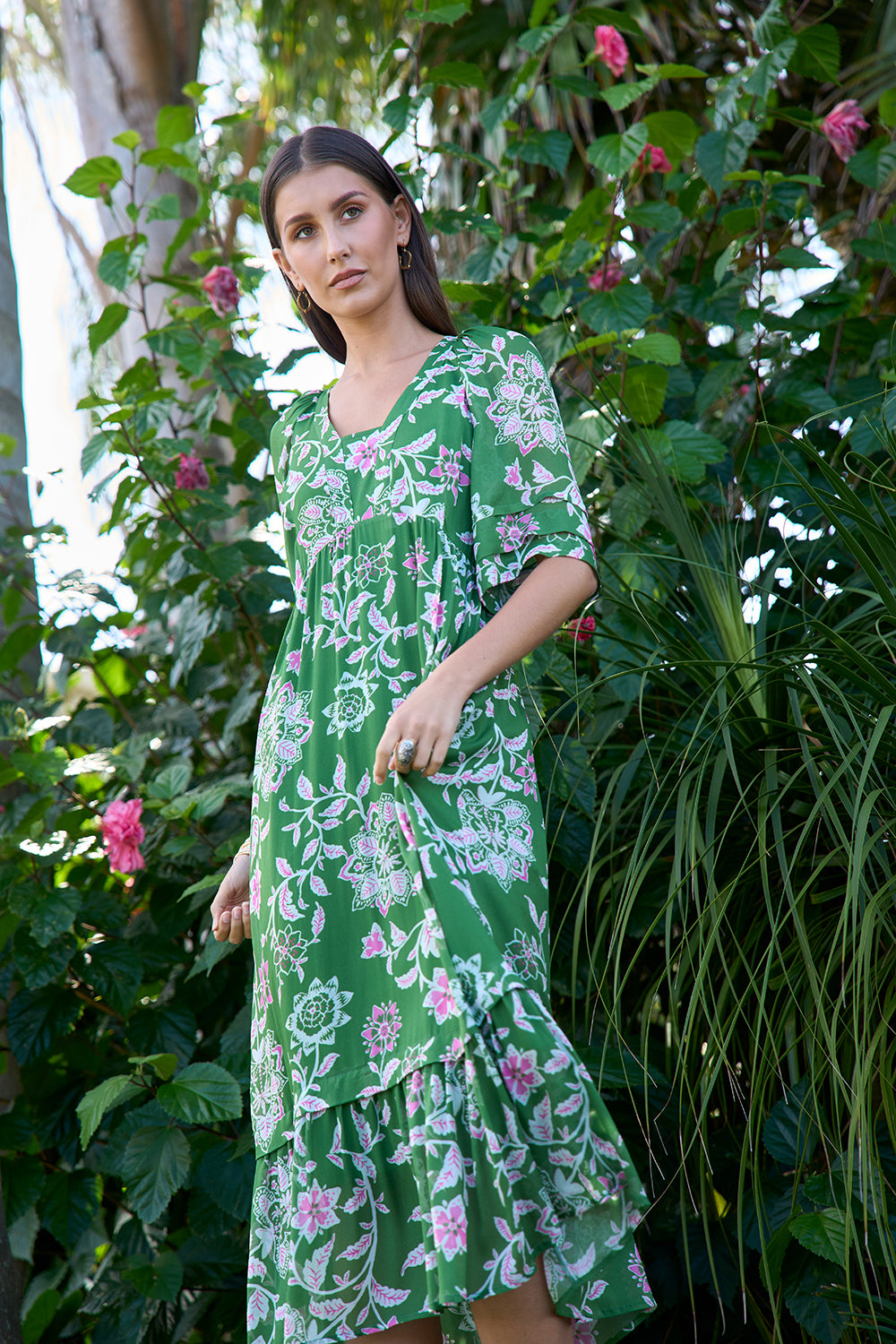 Loobie's Story Aisha Midi Dress - Tea Leaf Multi