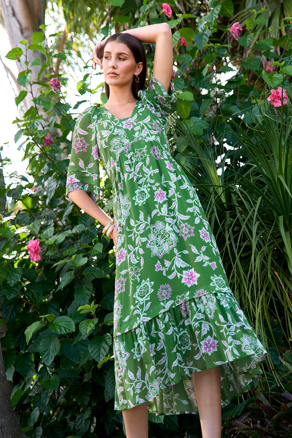 Loobie's Story Aisha Midi Dress - Tea Leaf Multi