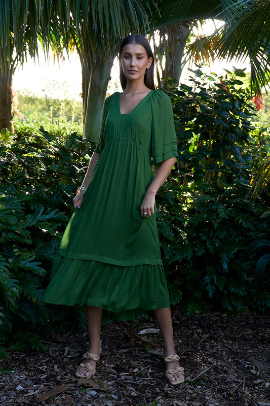 Loobie's Story Reina Midi Dress - Tea Leaf