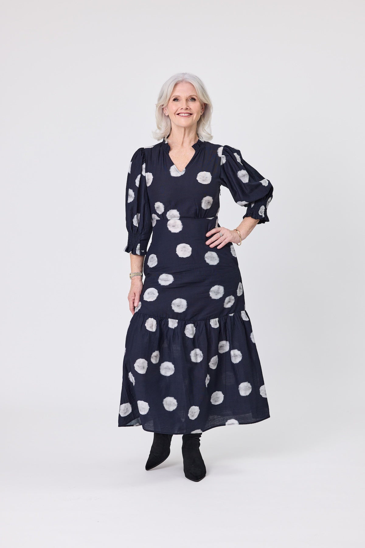 Lemon Tree April Dress - Black Dot
