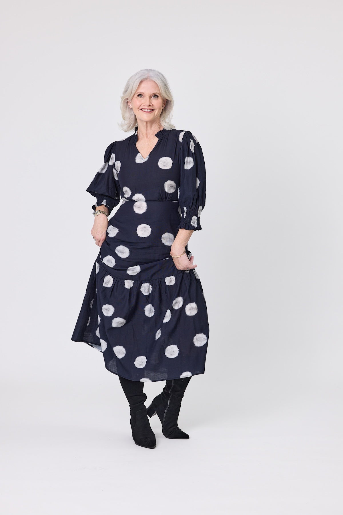 Lemon Tree April Dress - Black Dot