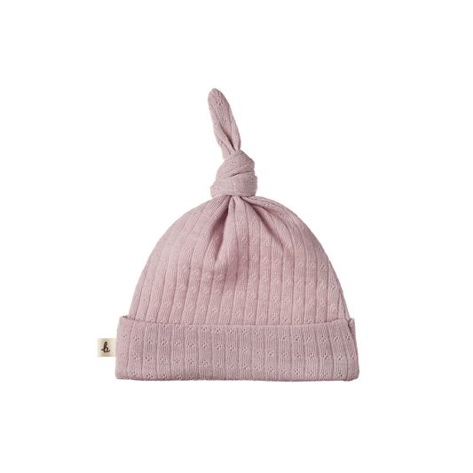 Nature Baby Merino Essential Knotted Beanie Pointelle - Lilac