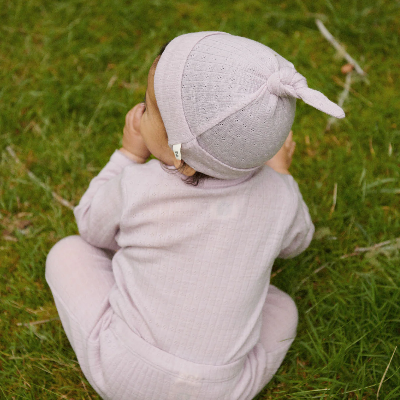 Nature Baby Merino Essential Knotted Beanie Pointelle - Lilac