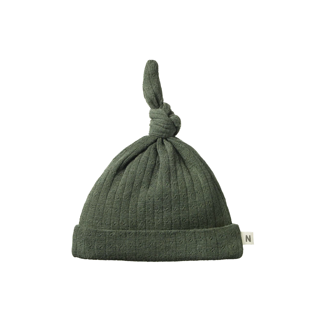 Nature Baby Merino Essential Knotted Beanie Pointelle - Thyme