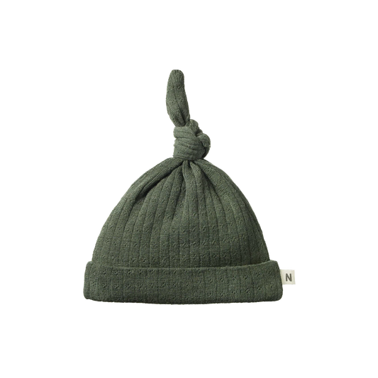 Nature Baby Merino Essential Knotted Beanie Pointelle - Thyme