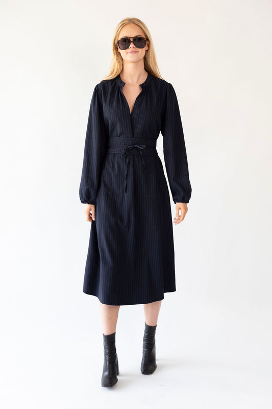 Lollys Laundry ParisLL Midi Dress LS - Dark Navy