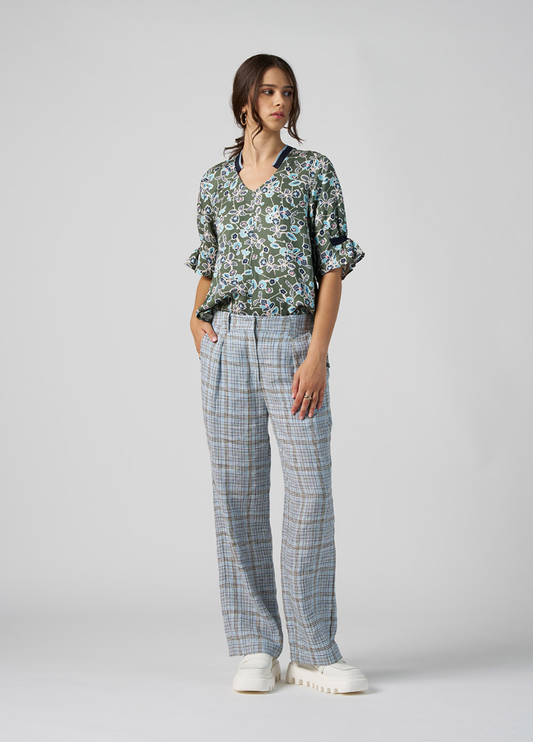 Madly Sweetly Checked In Pant - Blue