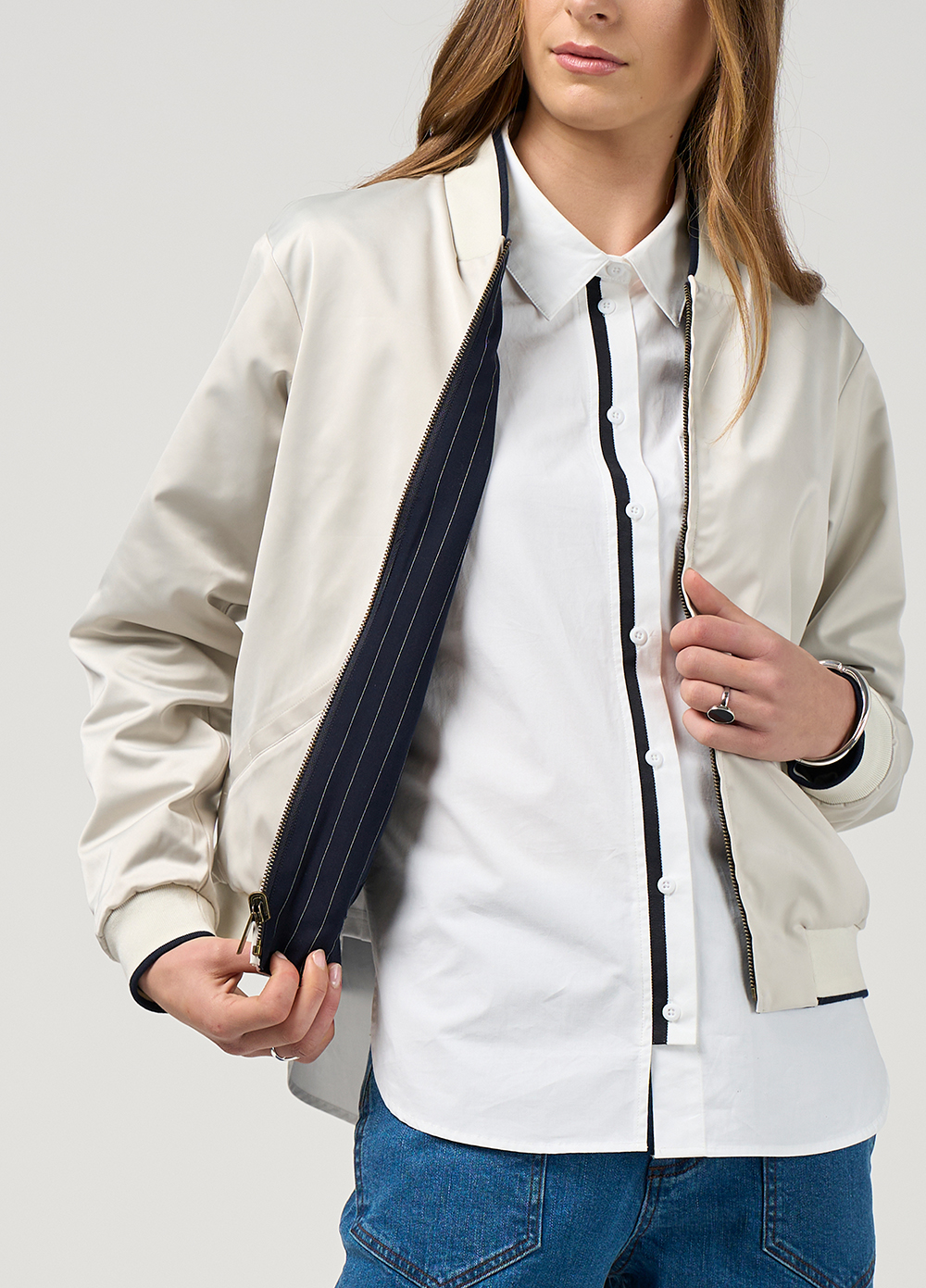 Madly Sweetly Mixed Media Shirt - White