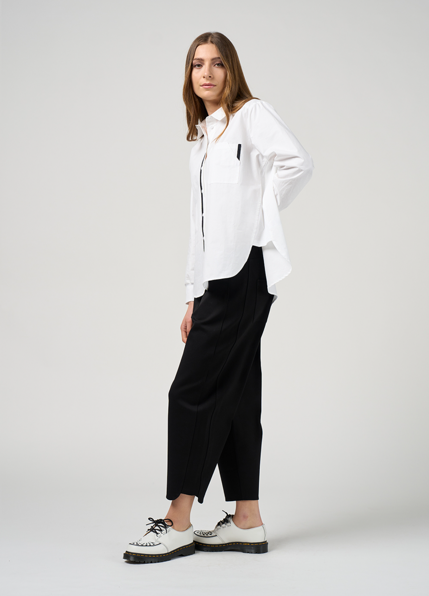 Madly Sweetly Mixed Media Shirt - White