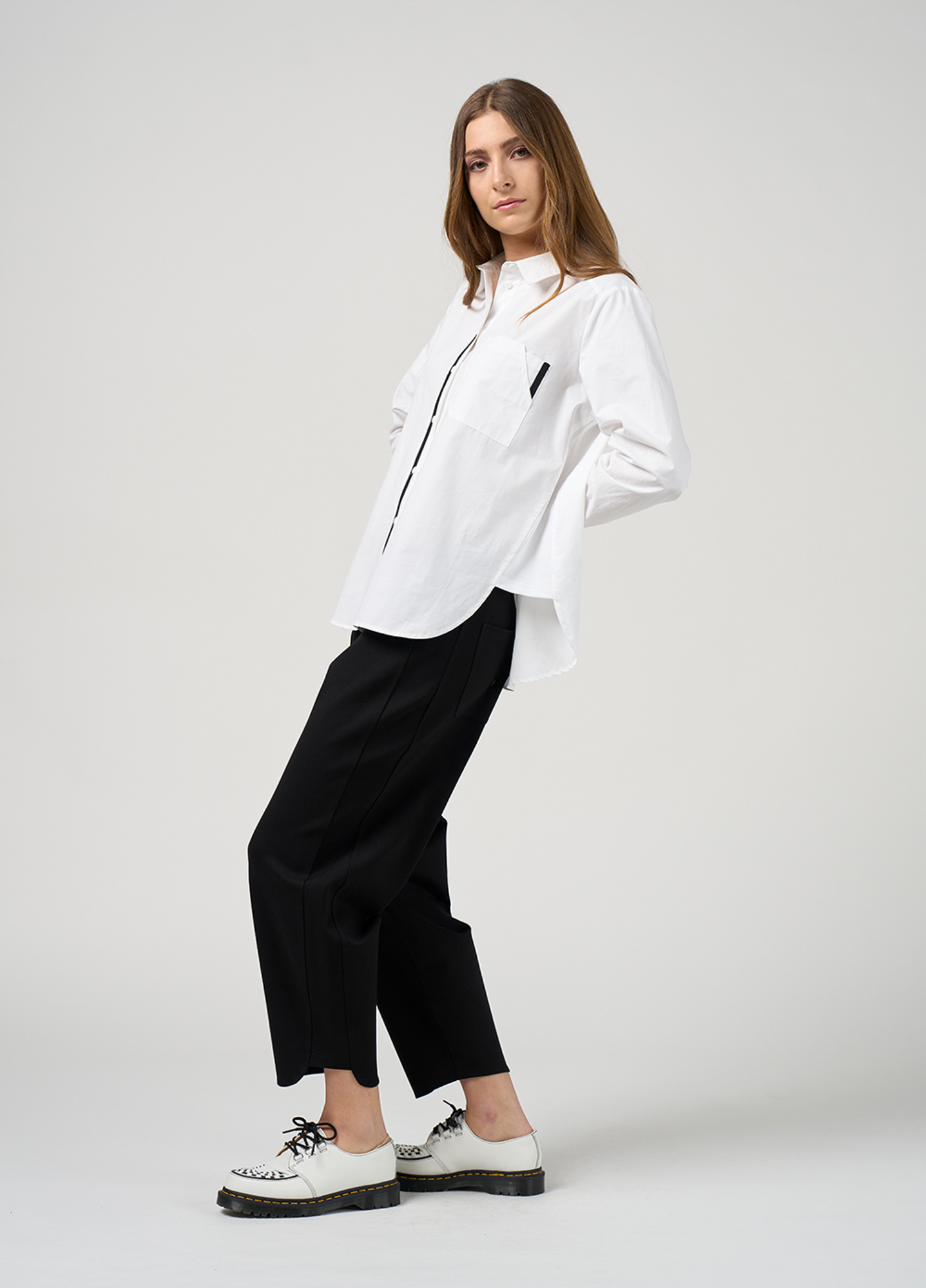 Madly Sweetly Mixed Media Shirt - White