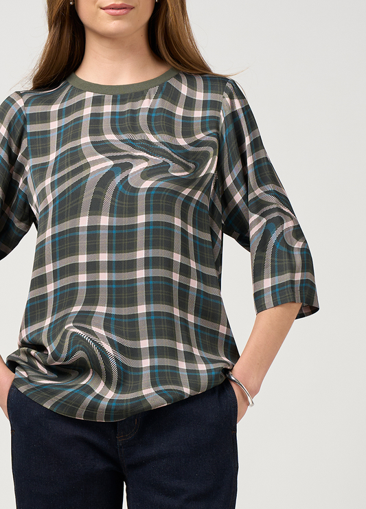 Madly Sweetly Illusion Top - Khaki Multi