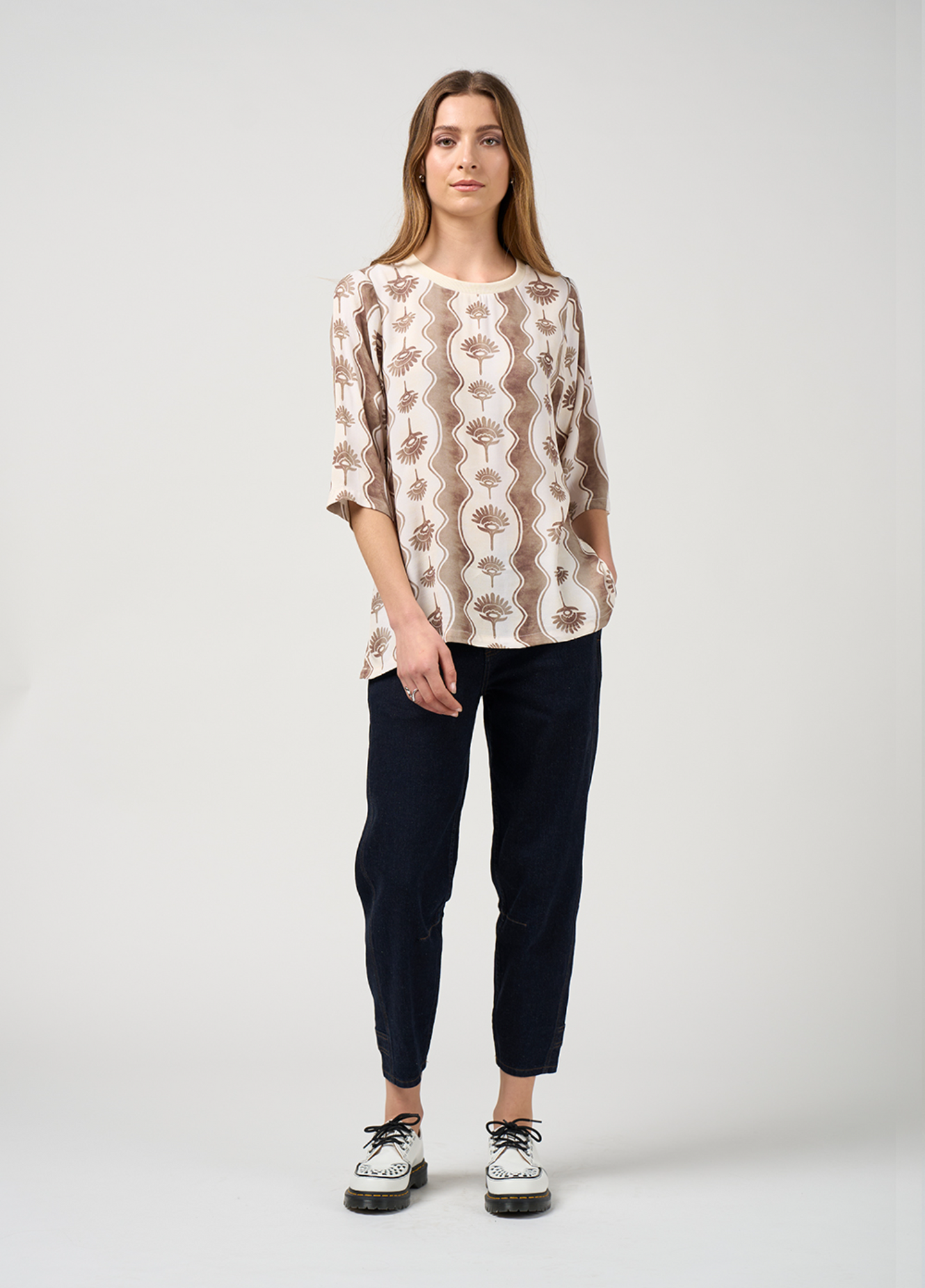 Madly Sweetly Waverly Top - Taupe Multi