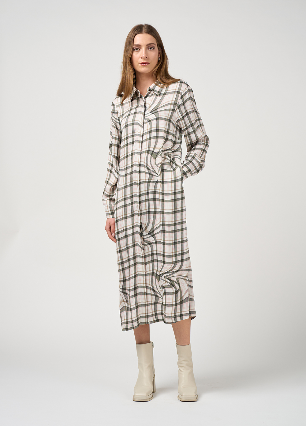 Madly Sweetly Illusion Shirt Dress - Pumice Multi