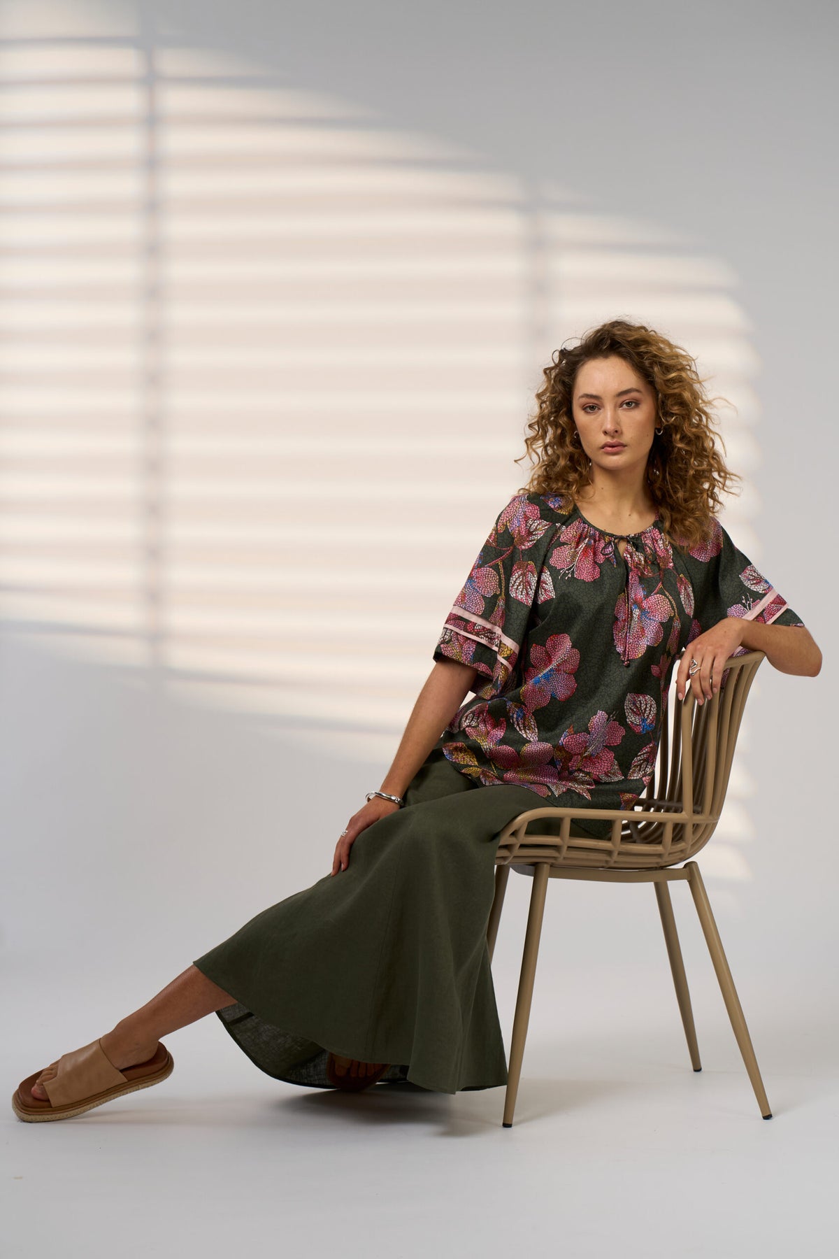 Madly Sweetly Mosaica Top - Khaki Multi