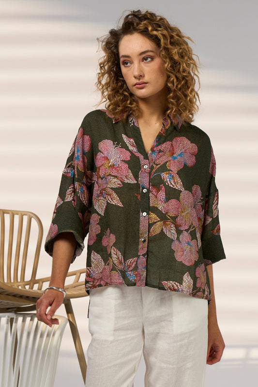 Madly Sweetly Mosaica Shirt - Khaki Multi