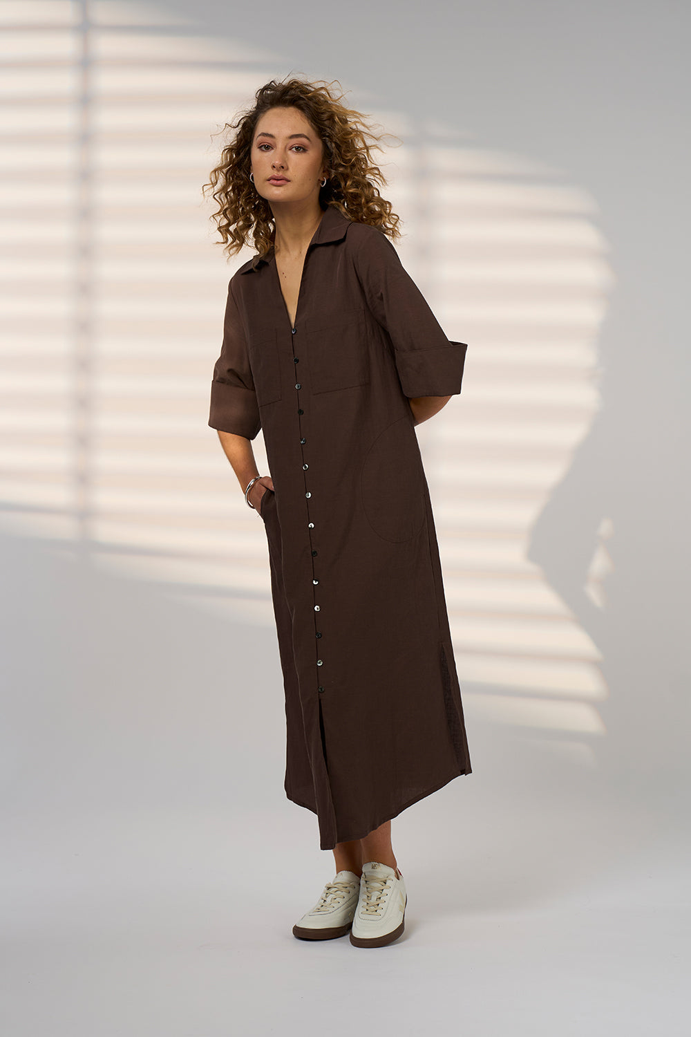 Madly Sweetly Drift Shirt Dress - Bitter Chocolate