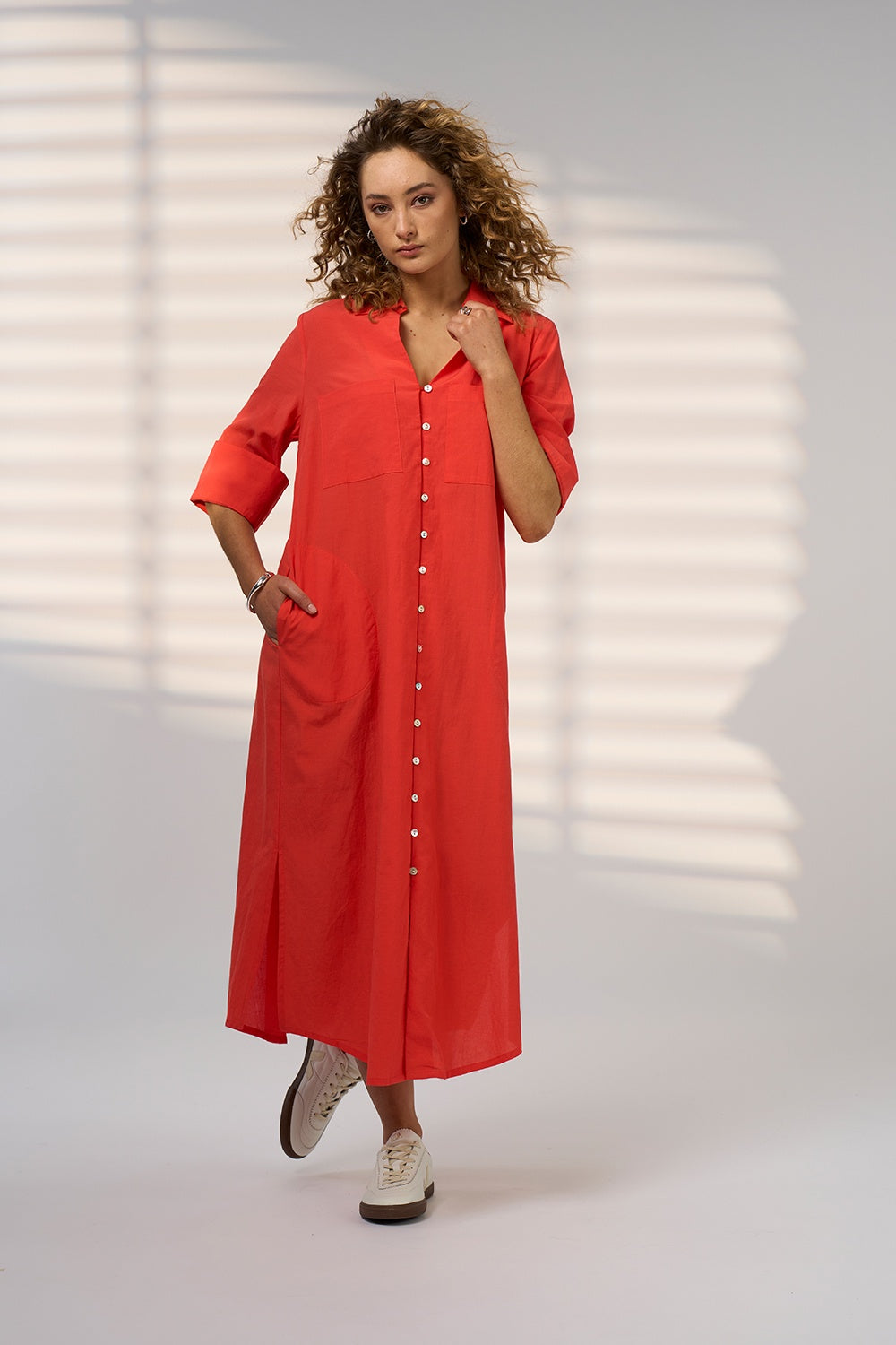Madly Sweetly Drift Shirt Dress - Blood Orange