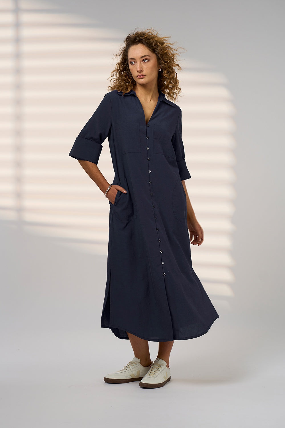 Madly Sweetly Drift Shirt Dress - Navy