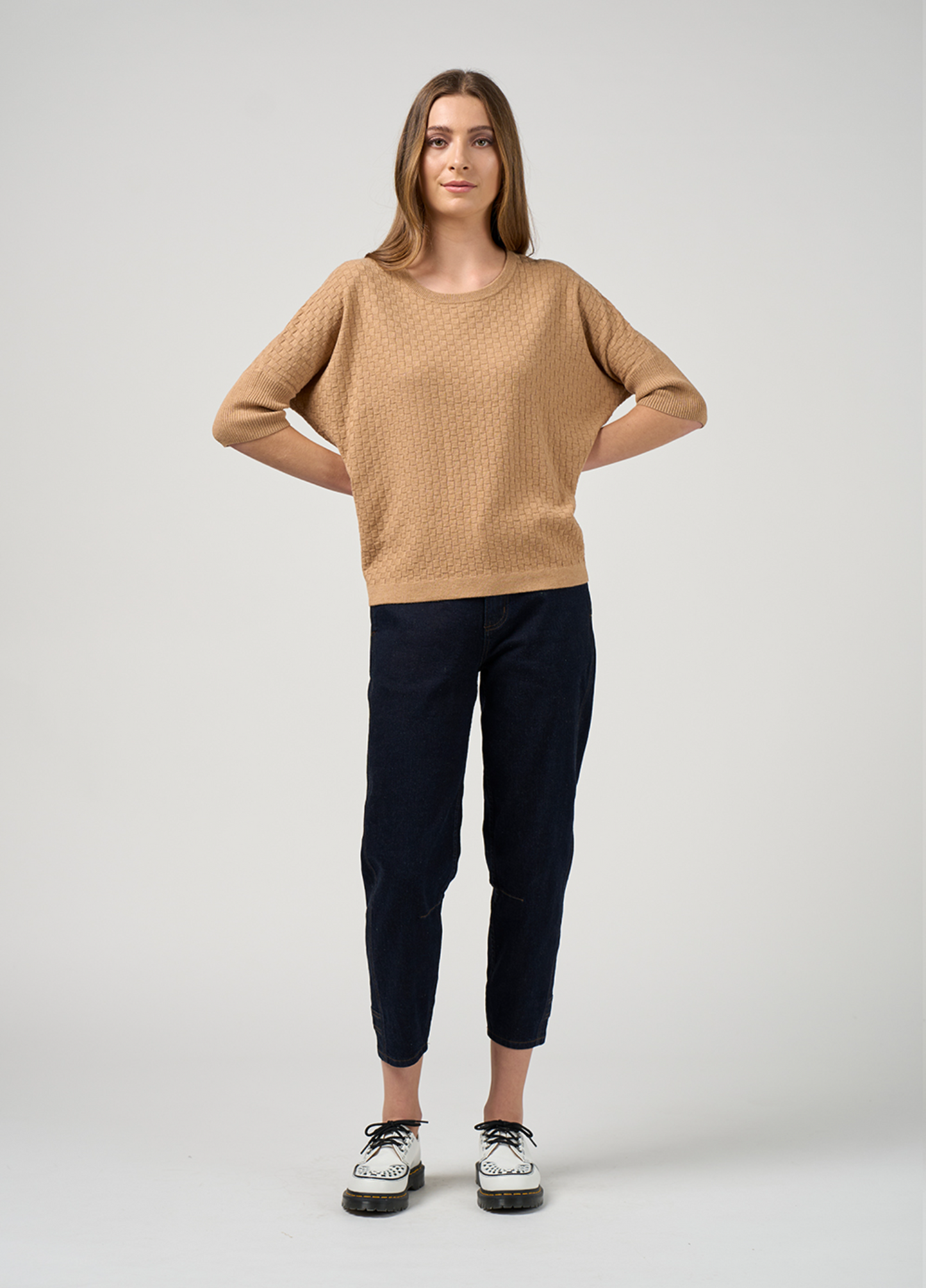 Madly Sweetly Switchboard Tee - Camel