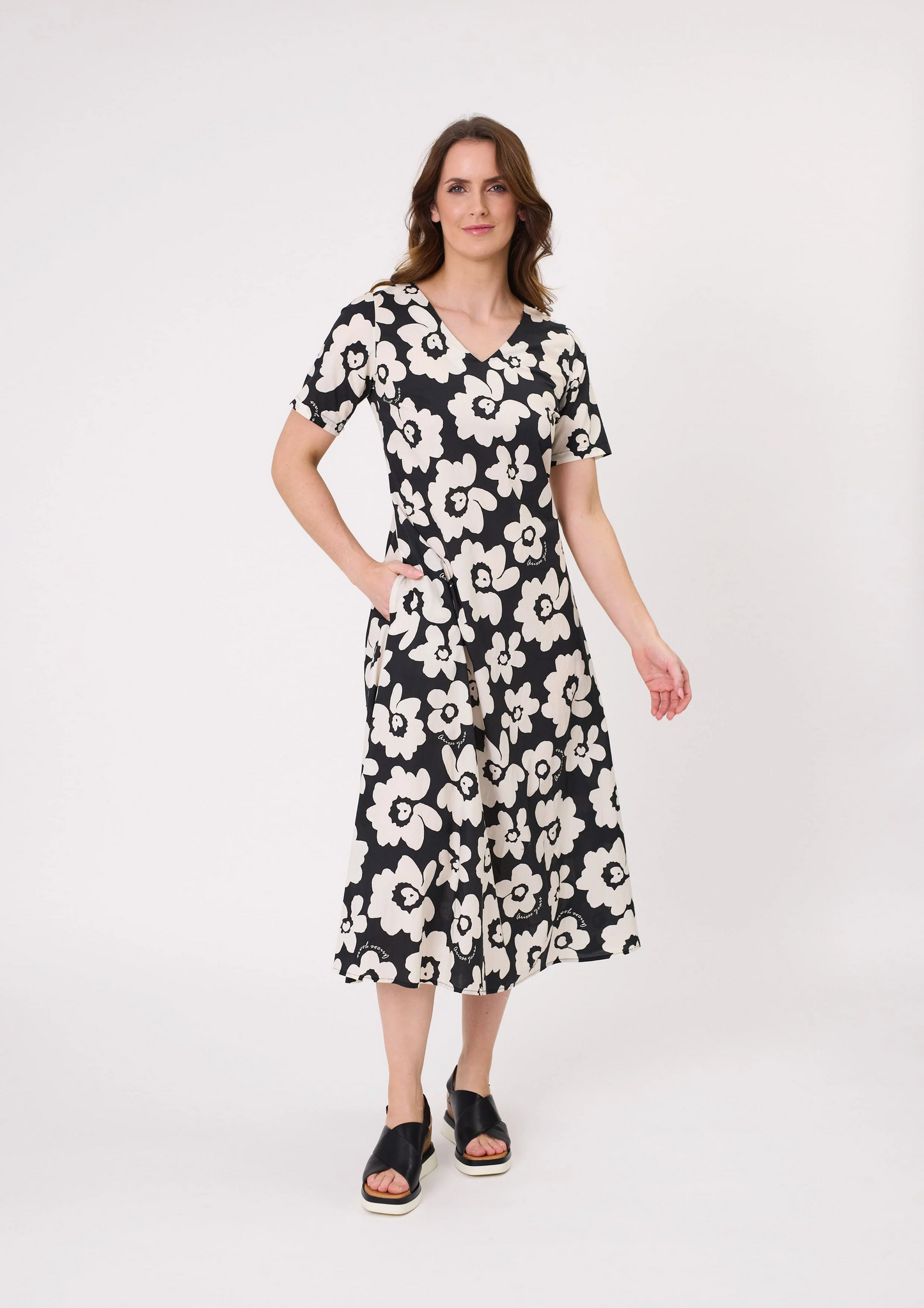 Lemon Tree Marta Dress  - Black/White Floral