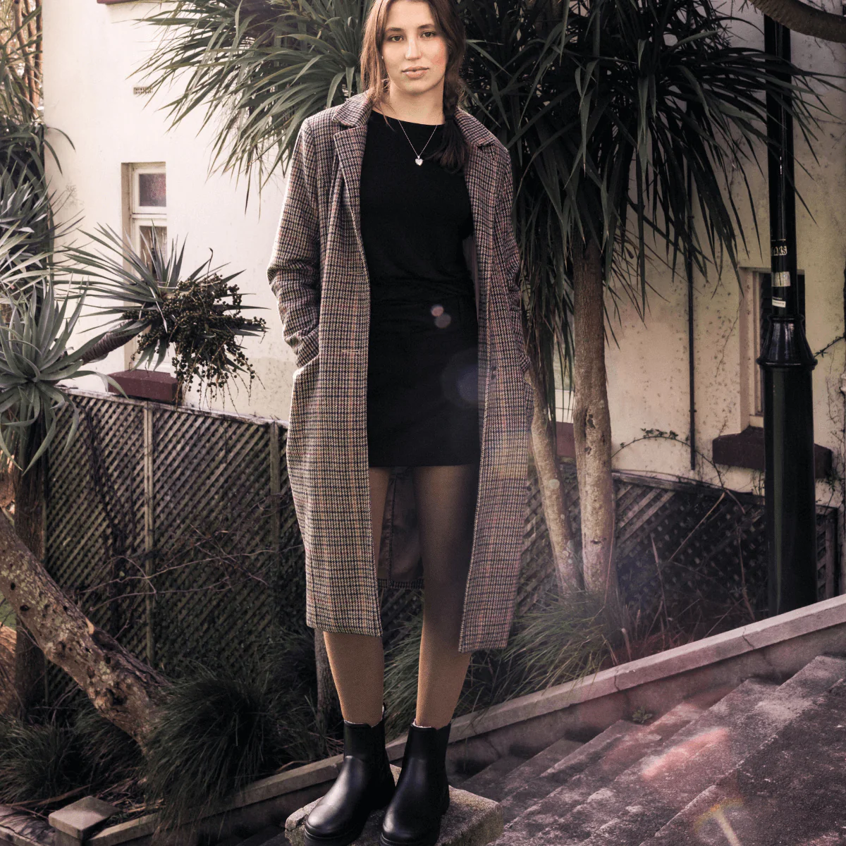 Lamington Merino Wool Textured Knits Tights - Walnut