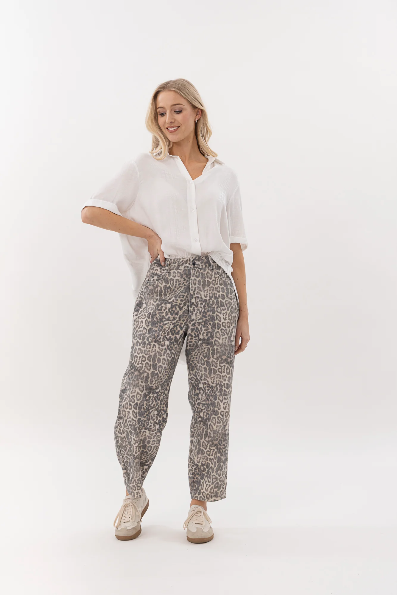 Mi Moso Barrel Jean - Leopard Wash