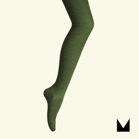Lamington Merino Wool Textured Knit Tights - Moss