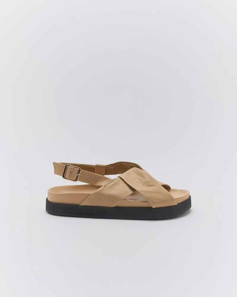 Walnut Mya Leather Sandal - Biscuit