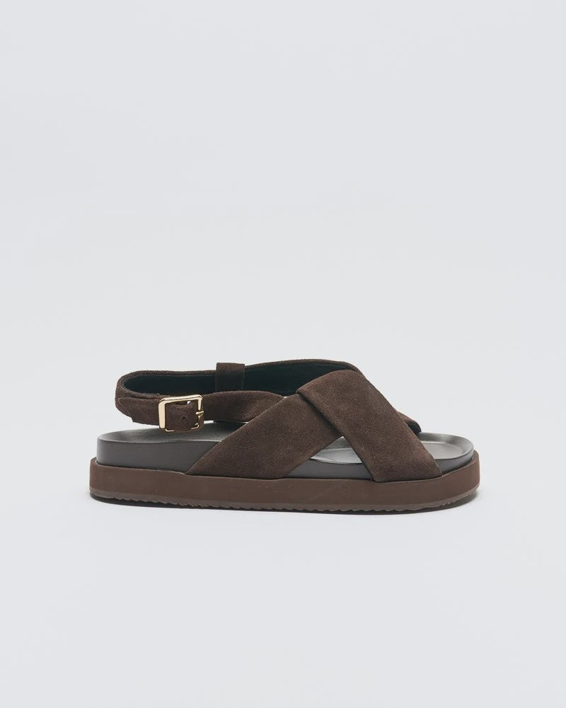 Walnut Mya Leather Sandal - Chocolate