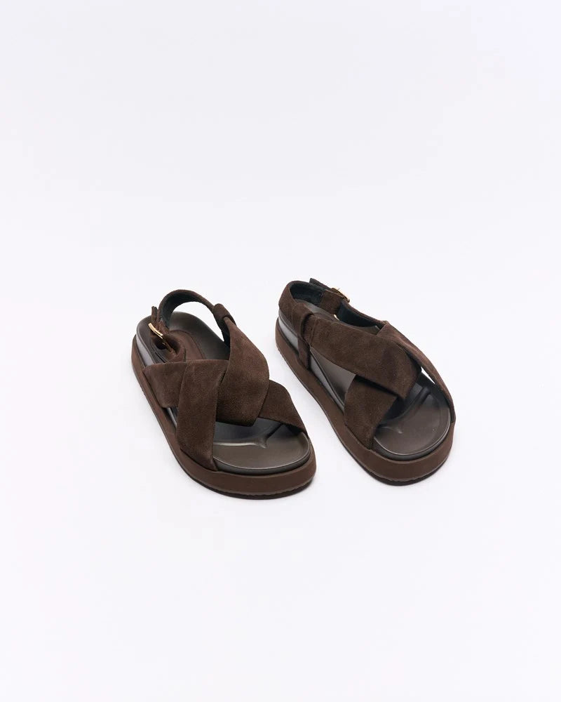 Walnut Mya Leather Sandal - Chocolate
