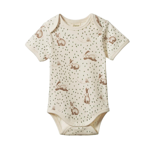 Nature Baby Short Sleeve Bodysuit - Rabbity Print