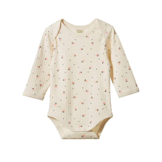 Nature Baby Long Sleeve Bodysuit - Posey Blossom Print