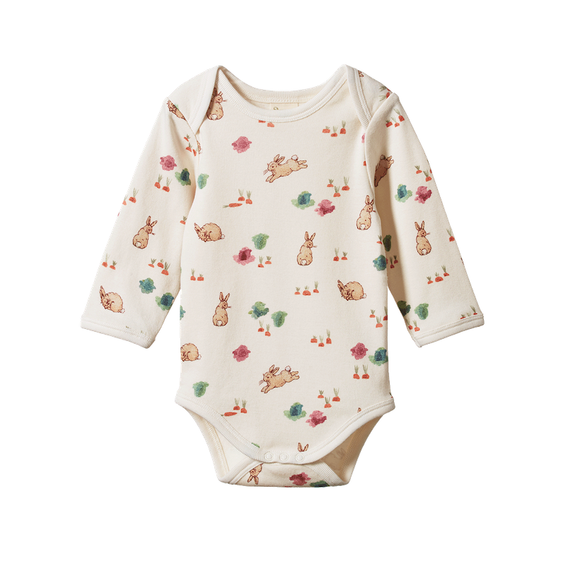 Nature Baby Long Sleeve Bodysuit - Country Bunny Print