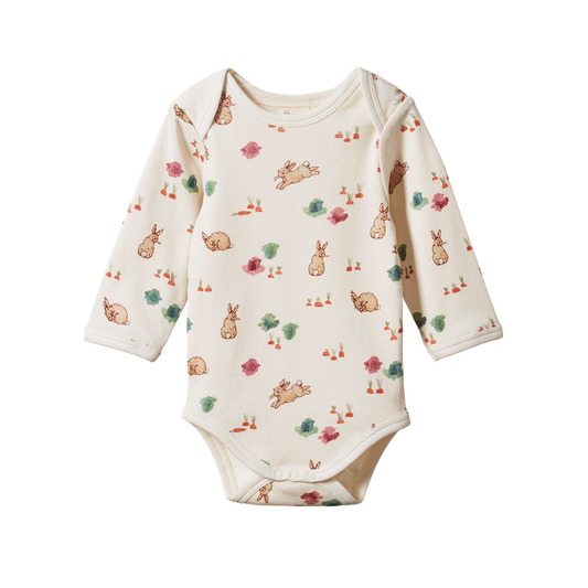 Nature Baby Long Sleeve Bodysuit - Country Bunny Print