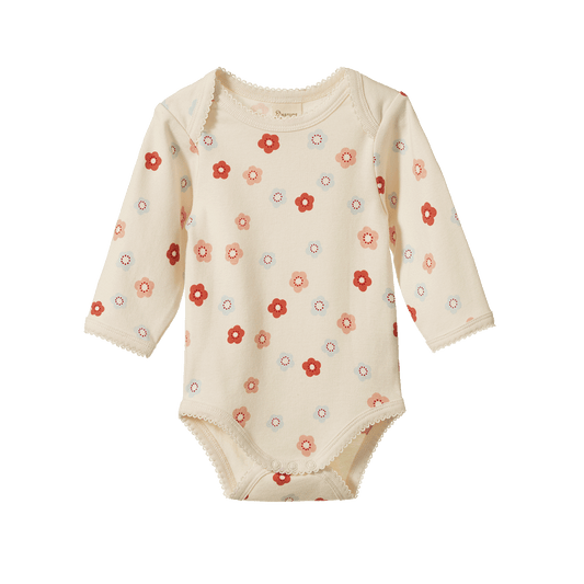 Nature Baby Long Sleeve Bodysuit - Petite Flora Stamp Print