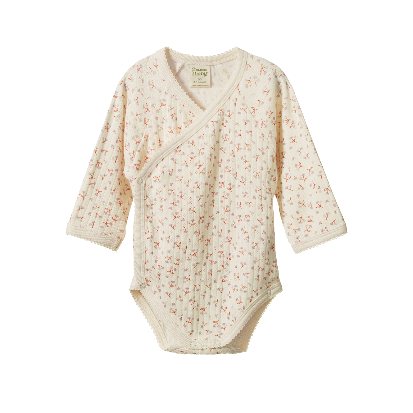 Nature Baby Long Sleeve Kimono Bodysuit Pointelle - Dandelion Print