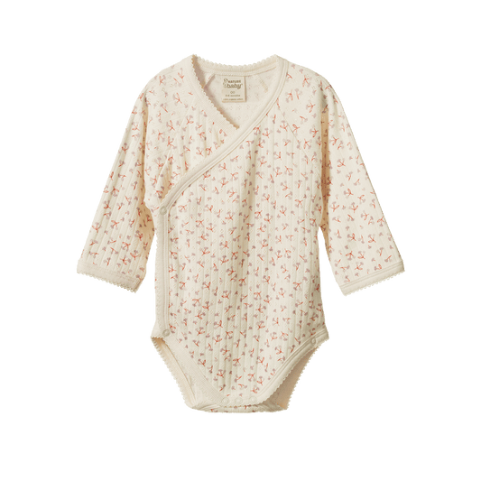 Nature Baby Long Sleeve Kimono Bodysuit Pointelle - Dandelion Print