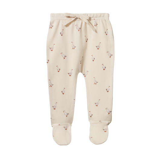 Nature Baby Footed Rompers - Goosey Print