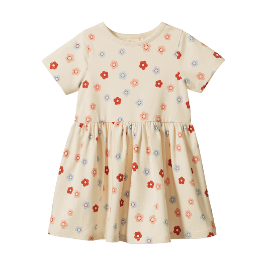 Nature Baby Saturday Dress - Petite Flora Stamp Print