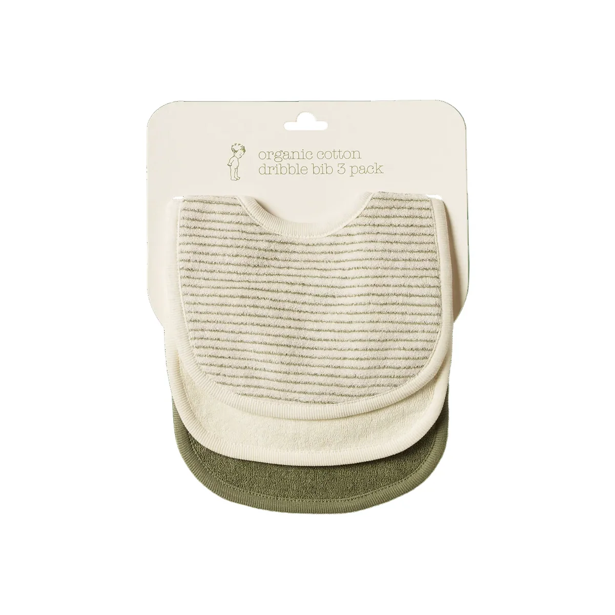 Nature Baby Dribble Bibs 3 Pack - Nettle Pinstripe/Natural/Nettle