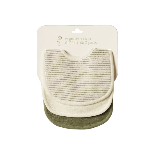 Nature Baby Dribble Bibs 3 Pack - Nettle Pinstripe/Natural/Nettle