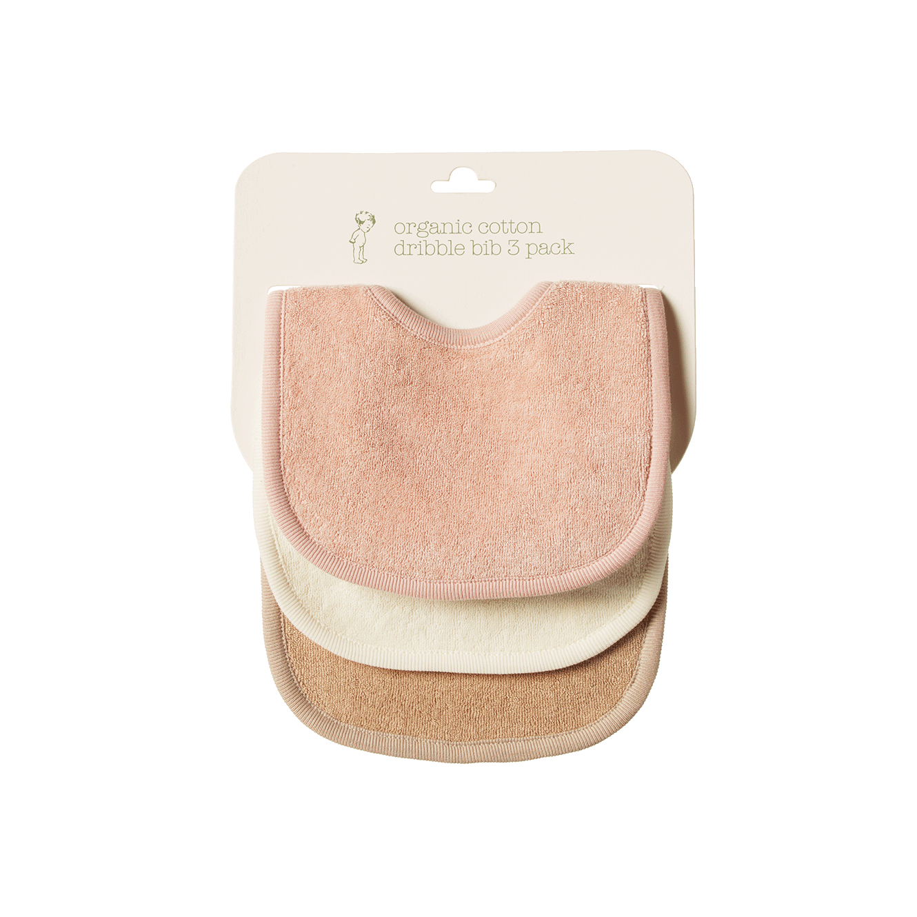 Nature Baby Dribble Bibs 3 Pack - Rose Dust/Natural/Nougat