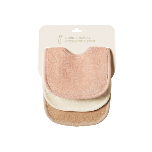 Nature Baby Dribble Bibs 3 Pack - Rose Dust/Natural/Nougat