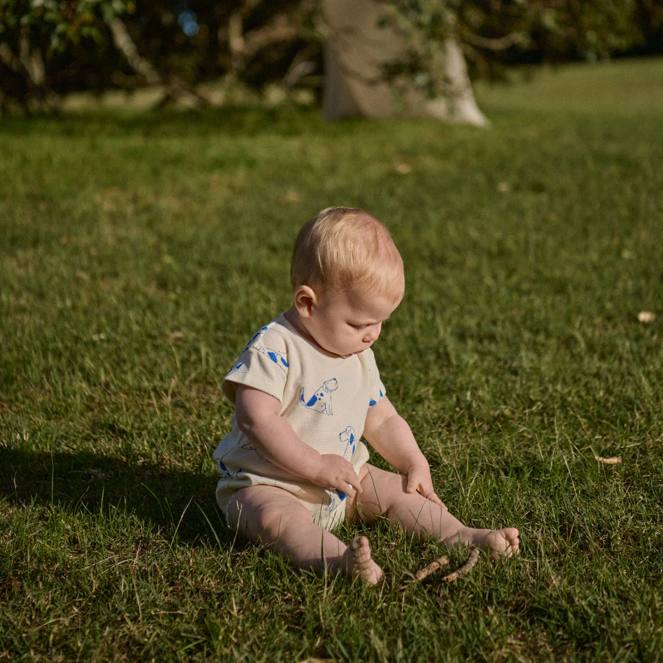 Nature Baby Juno Romper Waffle - Dog Walk Print