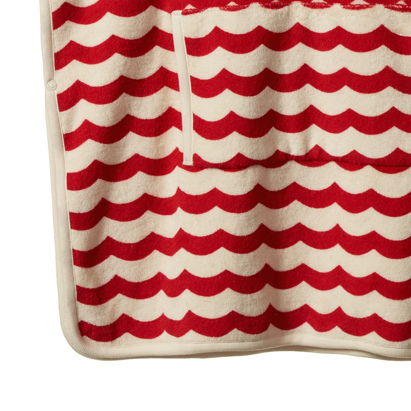 Nature Baby Organic Cotton Poncho Towel - Waves Red Print