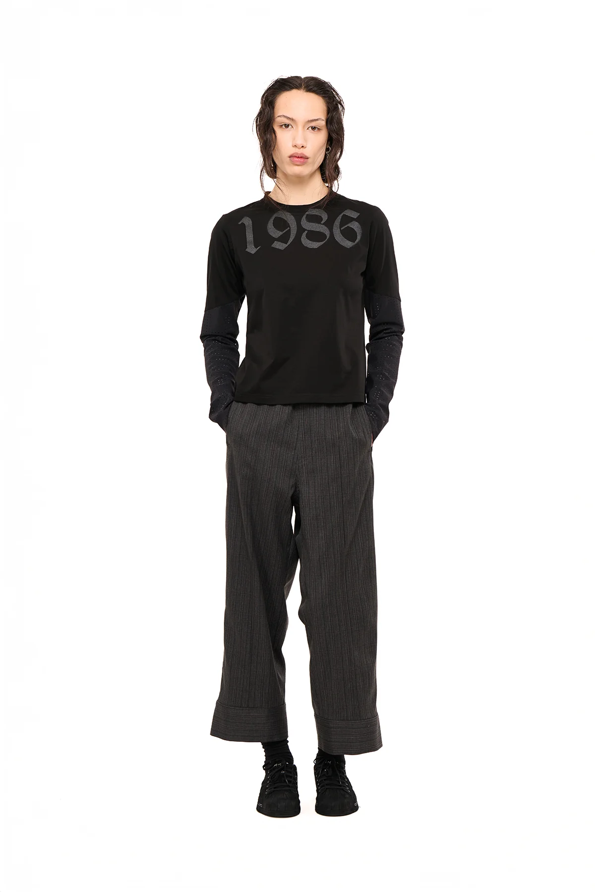 NOM*d Base Long Sleeve - Gunmetal Origin Stencil